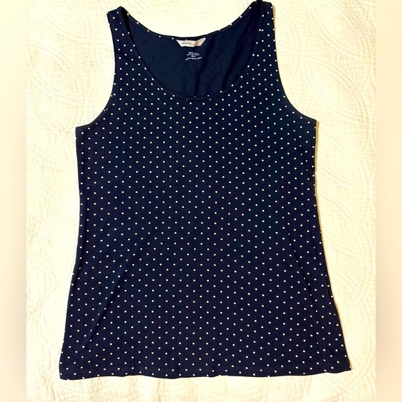 H&M Prima Cotton Navy Polka Dot Tank Top Medium - Picture 1 of 4